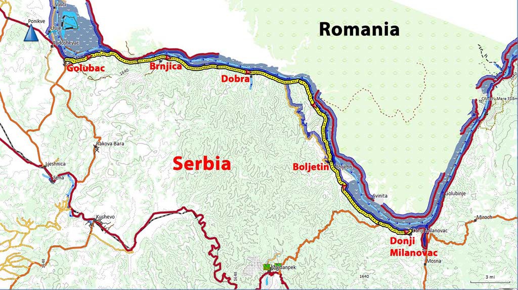 Golubac-Donji Milanovac-Serbia-Map