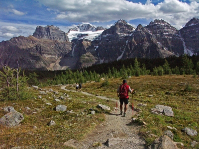 Hiking Biking Adventures-Sentinel-Pass Trail-Views of the Ten Peaks from Larch Valley