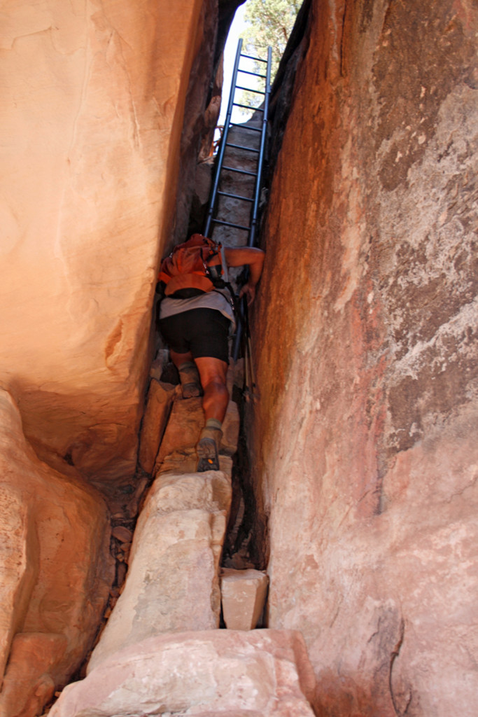 Hiking Adventures-Utah-Ladders are essential parts of the trails in Arches & Canyonlands